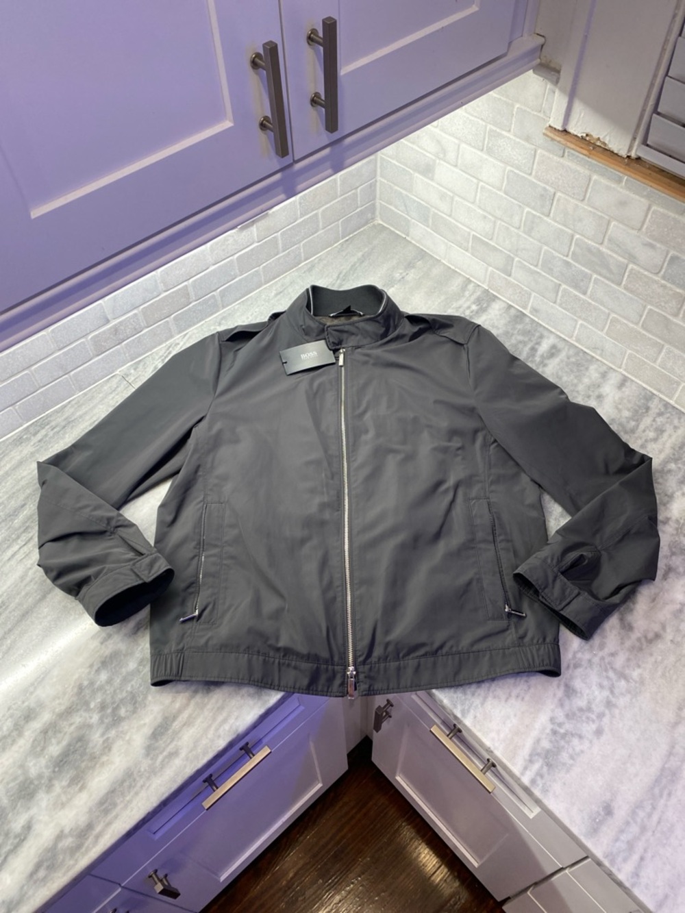 Hugo Boss Men's Black Zip-Up Bomber Jacket